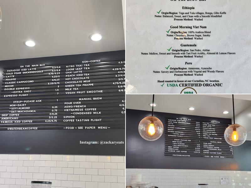Waterbean Coffee Menu