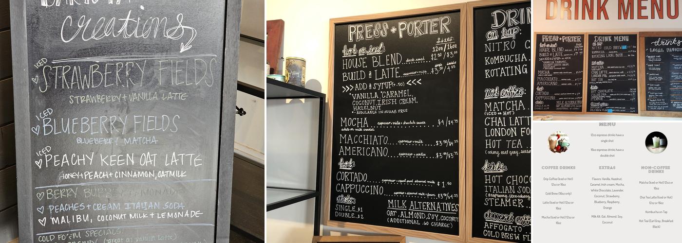 Press & Porter Coffee & Pourhouse Menu