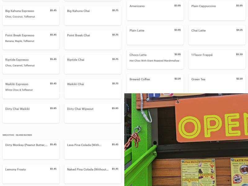 Java Island Coffee Hut Menu