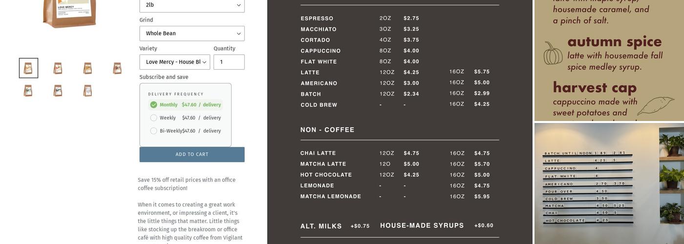 Vigilant Hope Roasting Menu