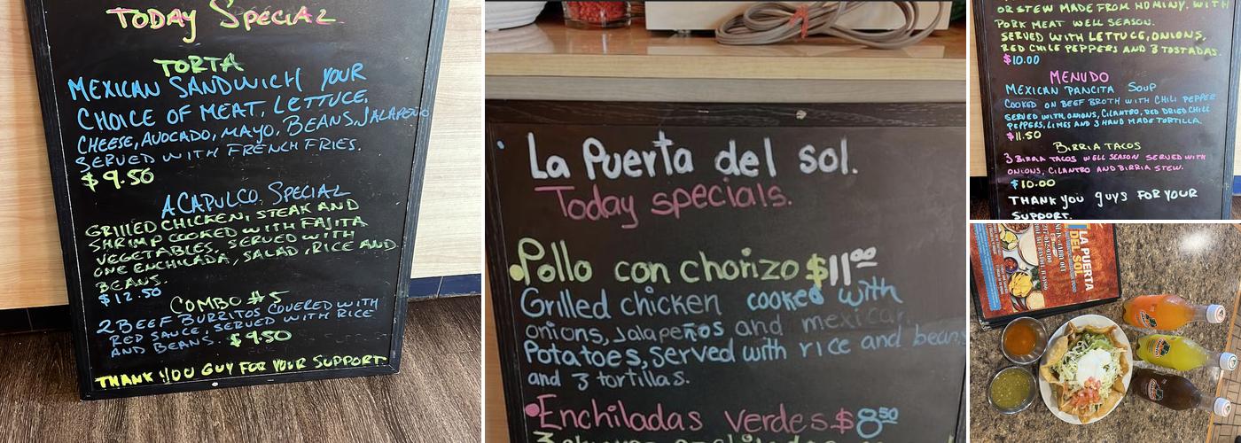 La puerta del sol Menu