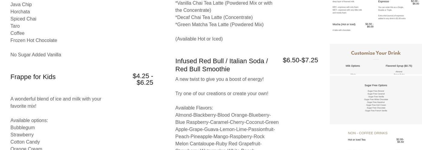 Sweeter Things Bakery Cafe Menu