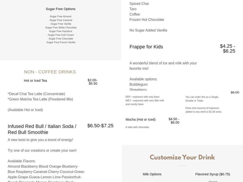 Sweeter Things Bakery Cafe Menu