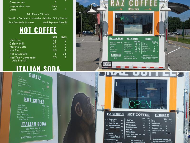Raz Drive Thru Coffee Menu