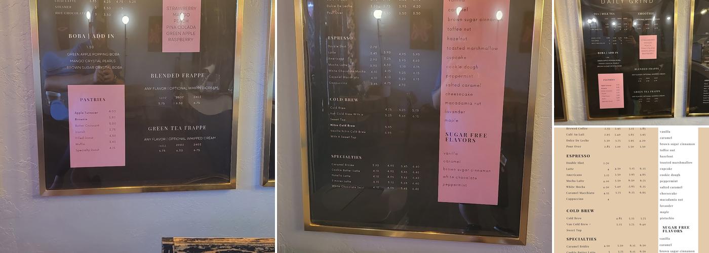 Daily Grind Coffee Bar Menu