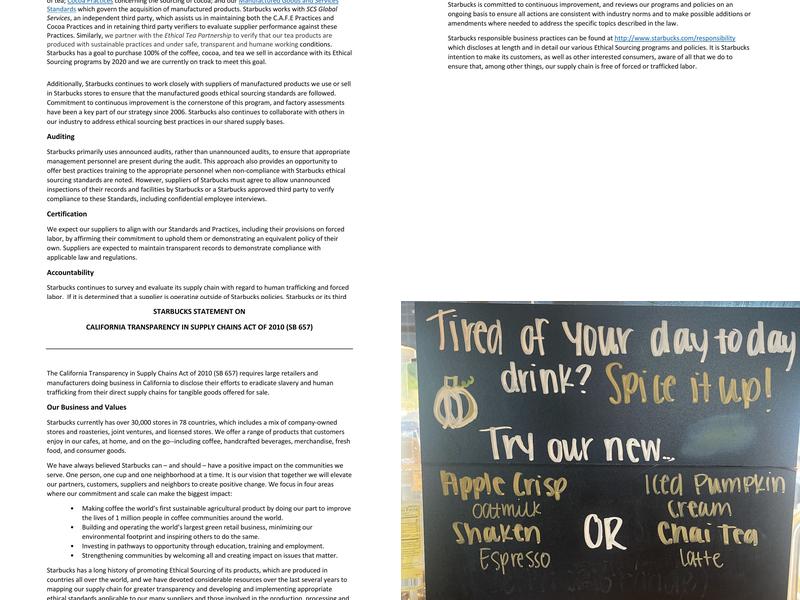 Starbucks Menu