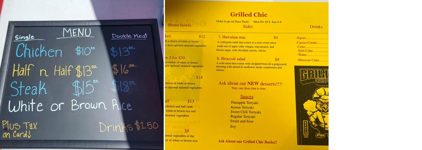 Grilled Chic Menu