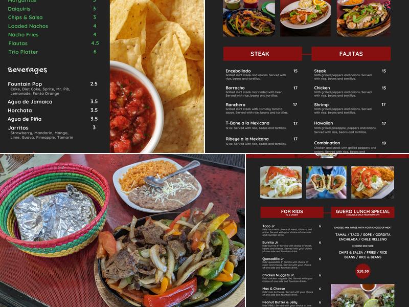 Tacos El Guero Family Restaurant Menu