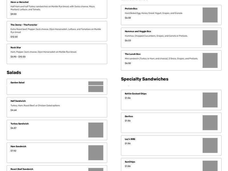 The Atrium Café Menu