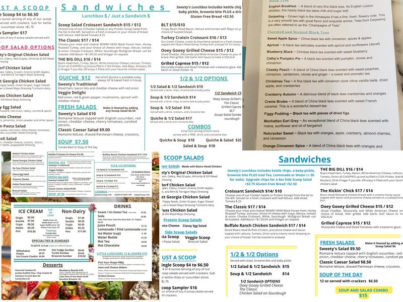 Sweety's Menu