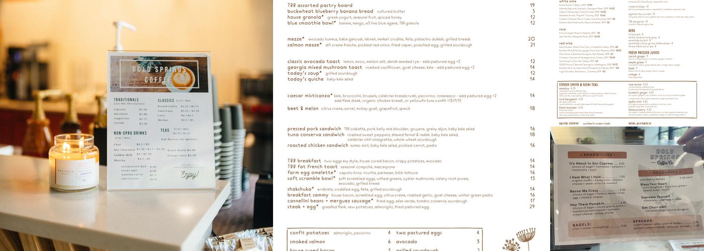 Bold Springs Coffee Menu