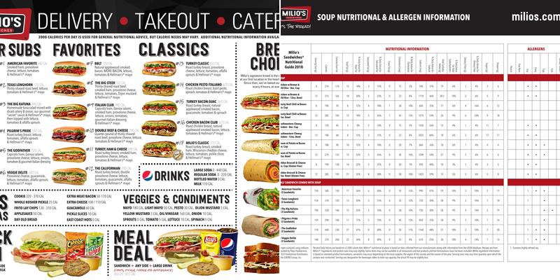 Milio's Sandwiches Menu