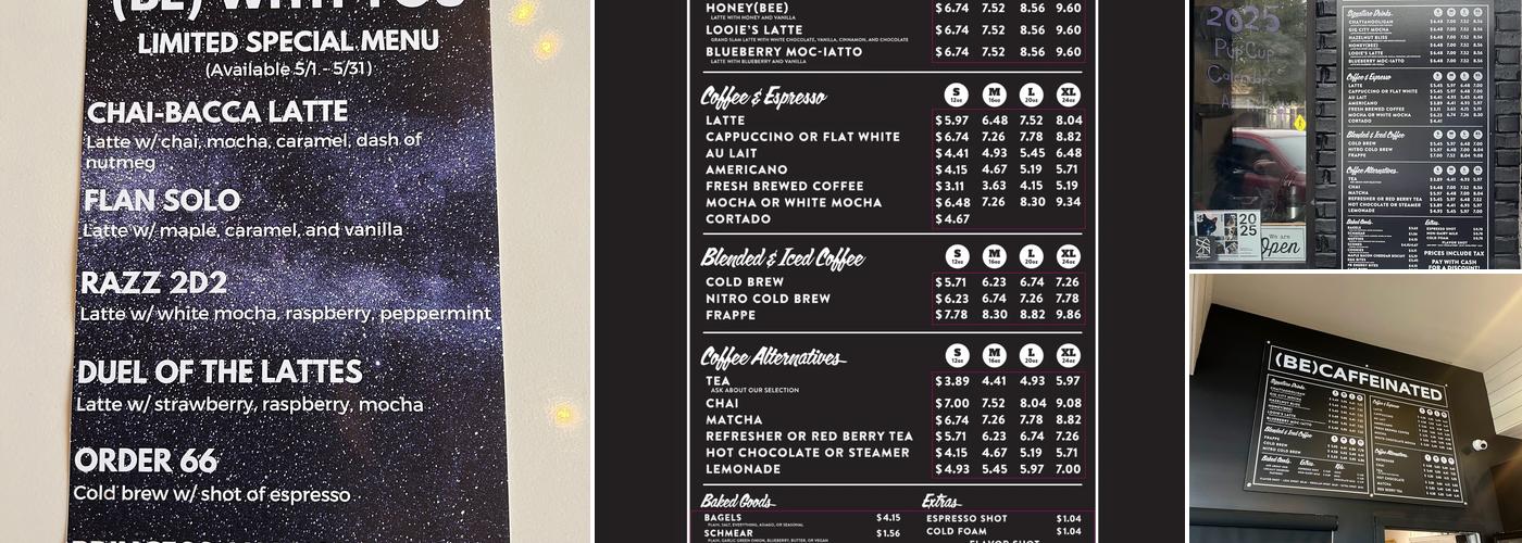 Be Caffeinated Menu
