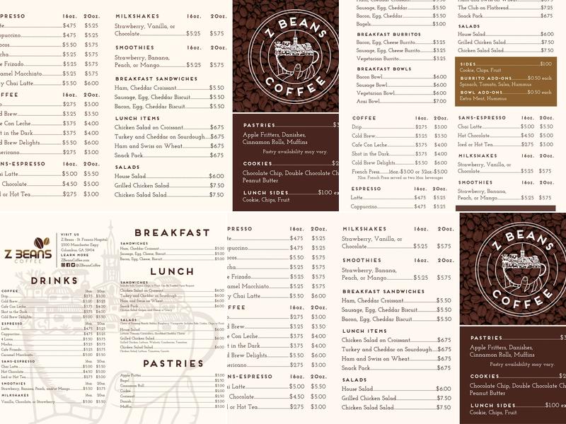 Z Beans Coffee - Piedmont Hospital Menu