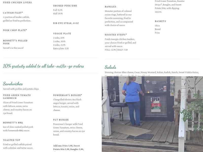 Whistle Stop Cafe Gift Shop Menu