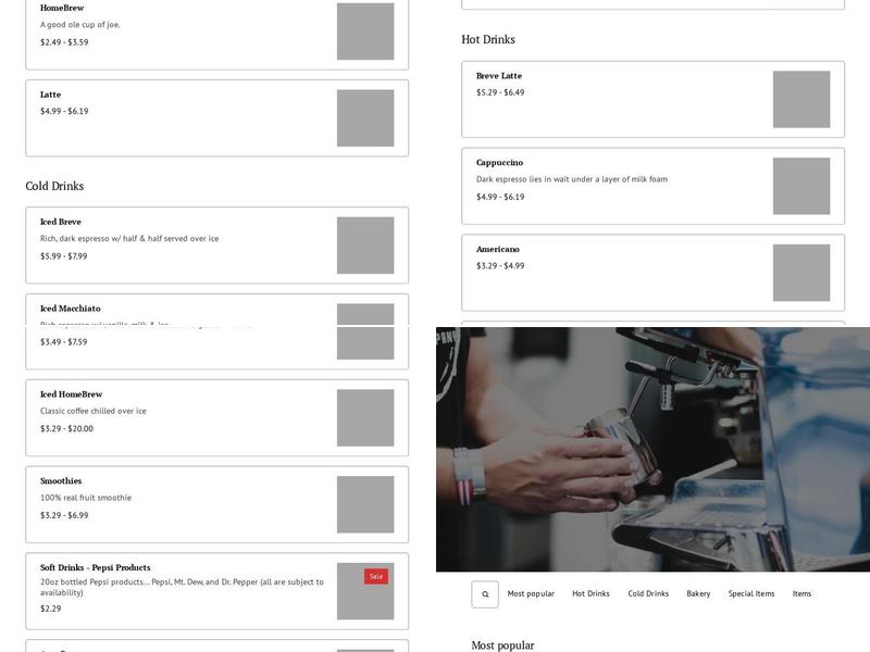 Sheffield Coffee Company, LLC Menu