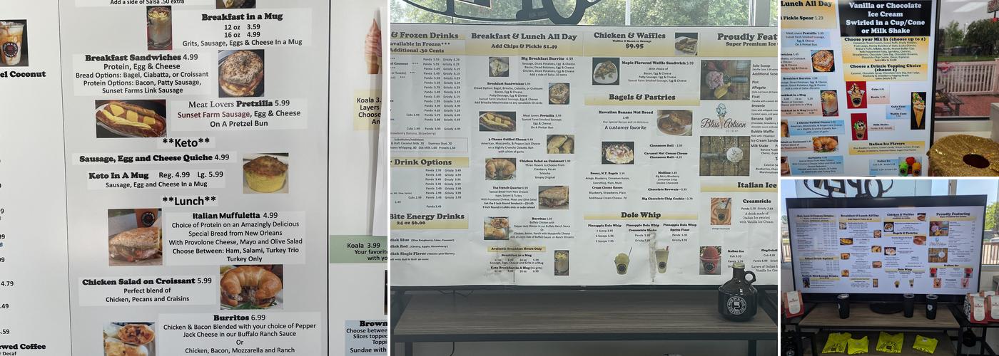 Hug In a Mug Coffee & Creamery Menu