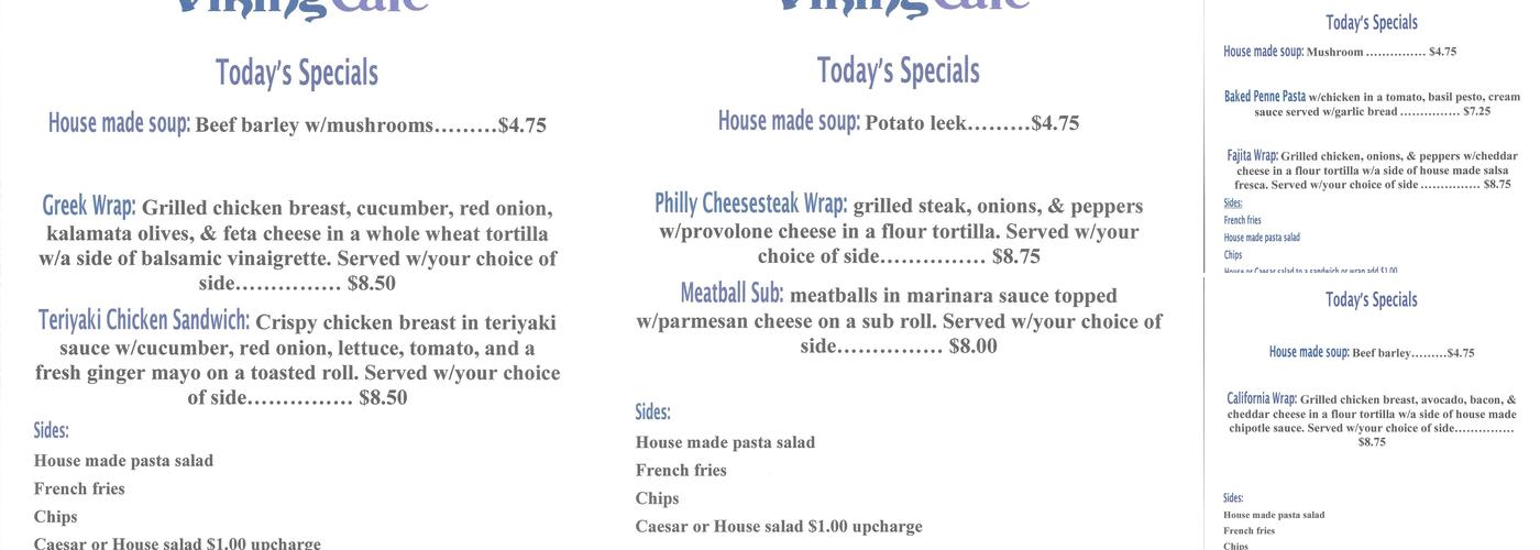 Viking Cafe Menu