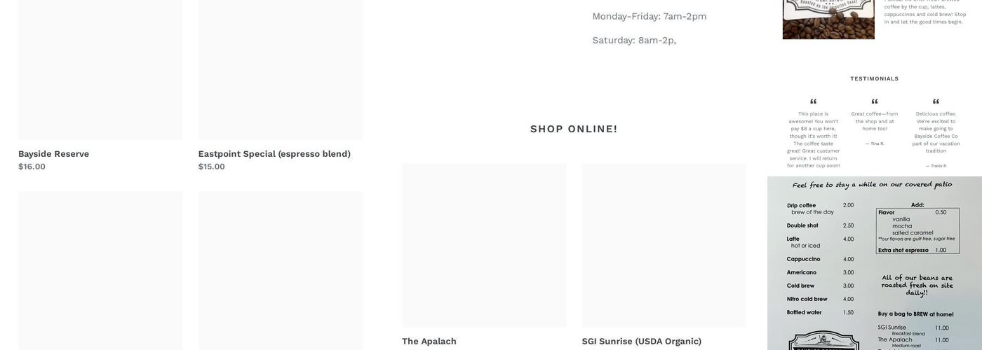 Bayside Coffee Co. Menu