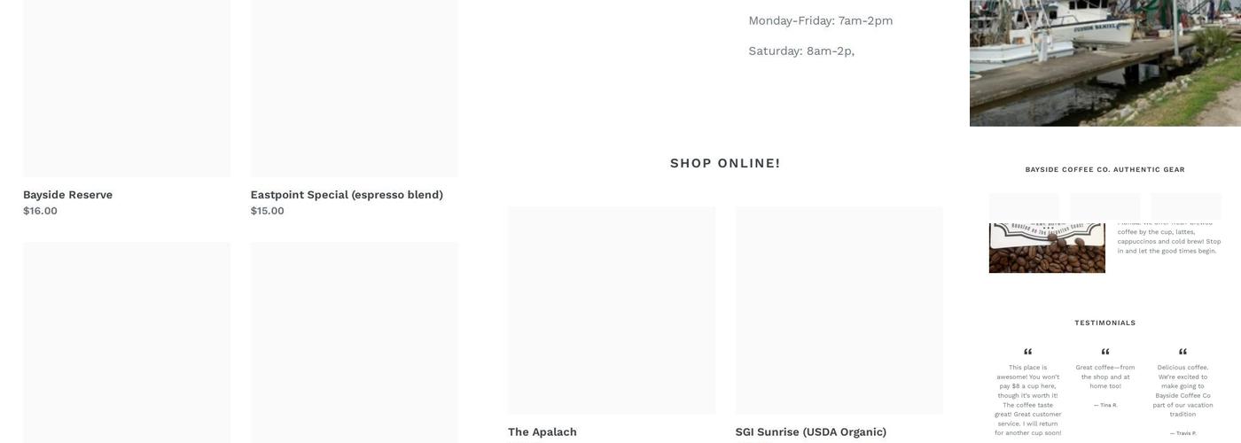 Bayside Coffee Co. Menu
