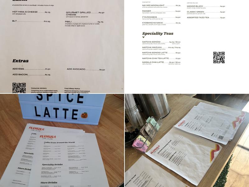 Fernweh Coffee Roastery Menu