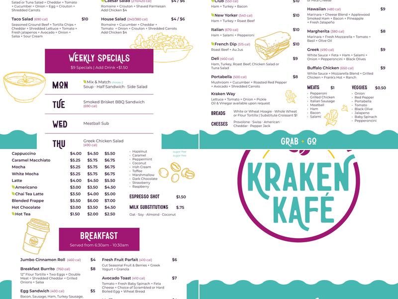 Kraken Kafé Menu