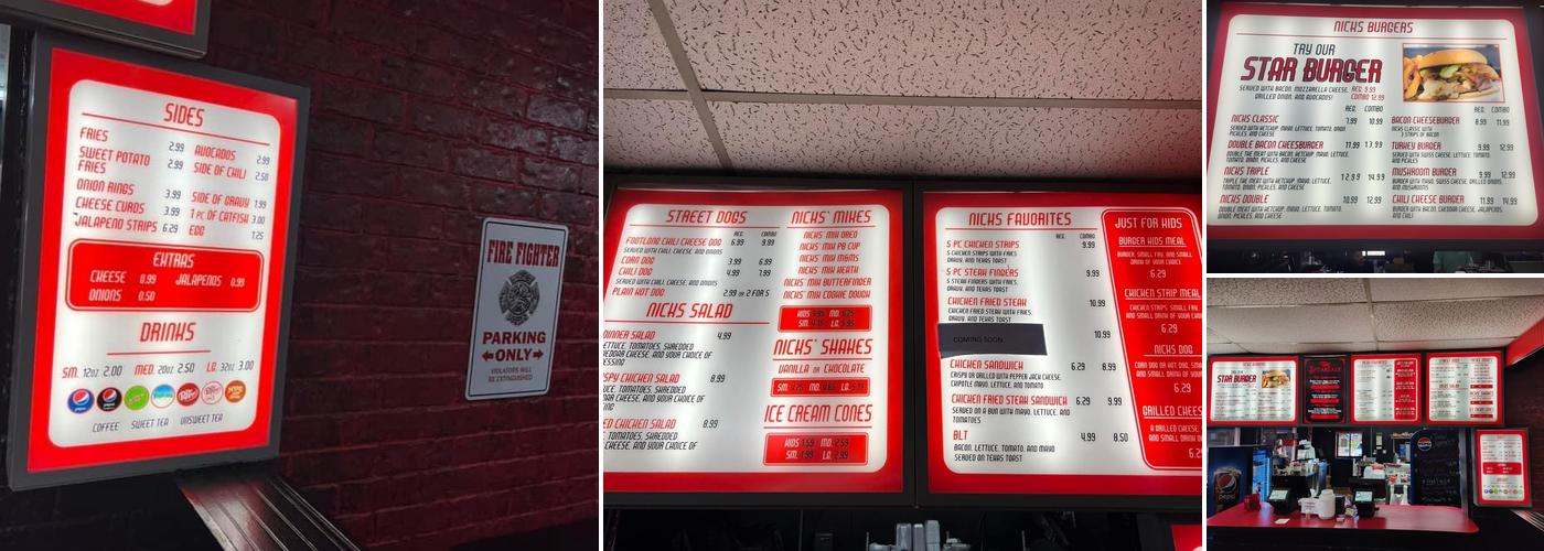 Nick’s Burger Menu