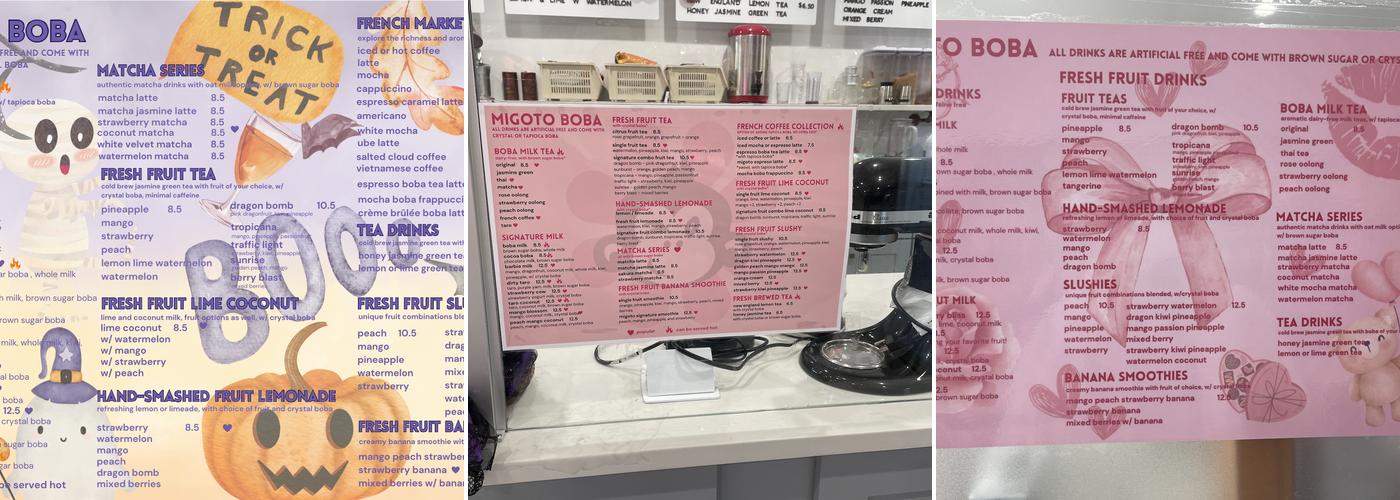 Migoto Boba Menu