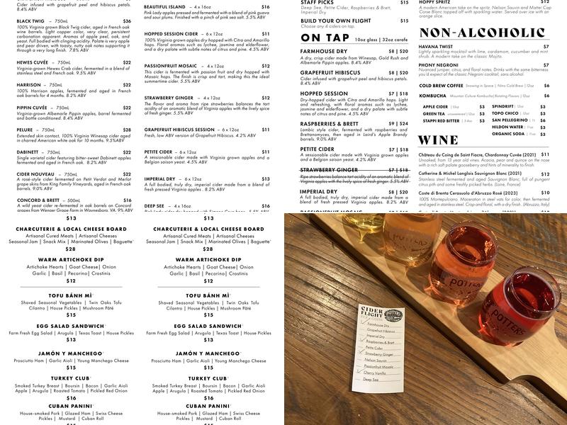 Potter's Craft Cider Menu
