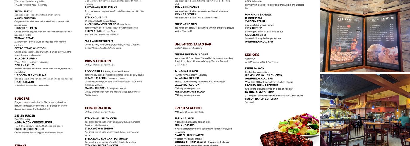 Sizzler Menu