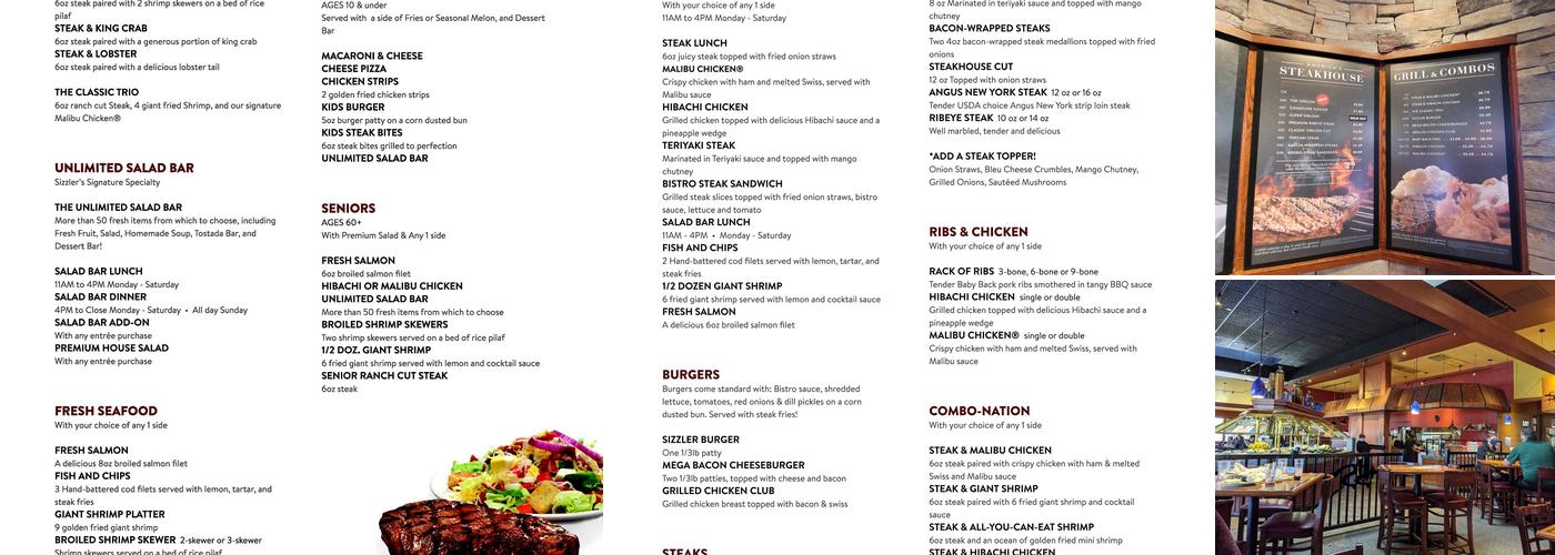 Sizzler Menu