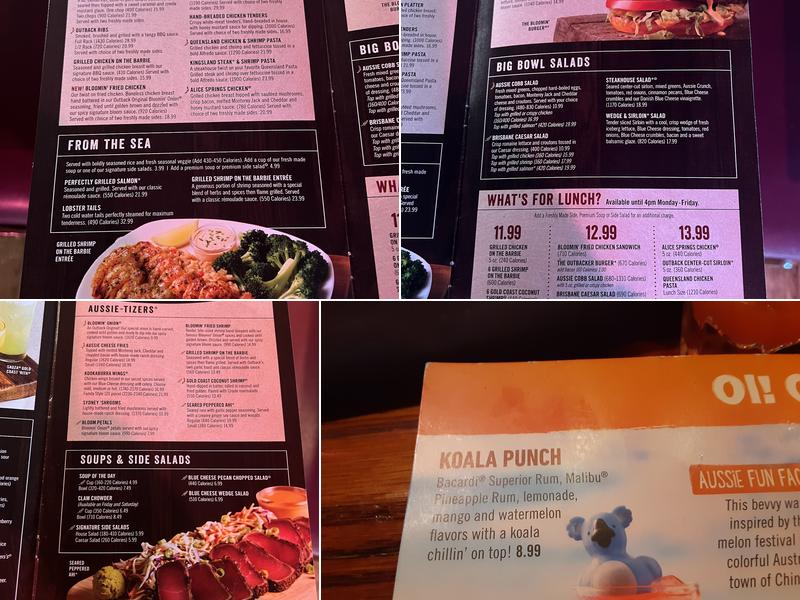 Outback Steakhouse Menu