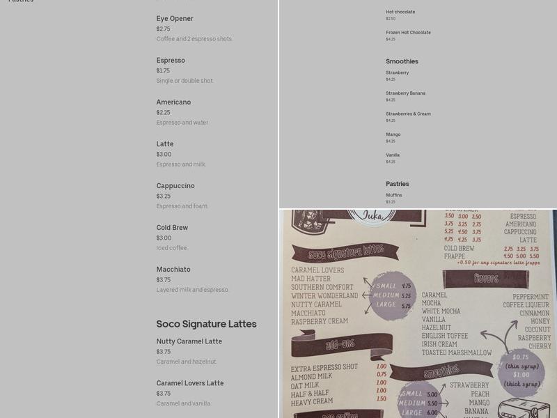 SoCo Grind Iuka Menu