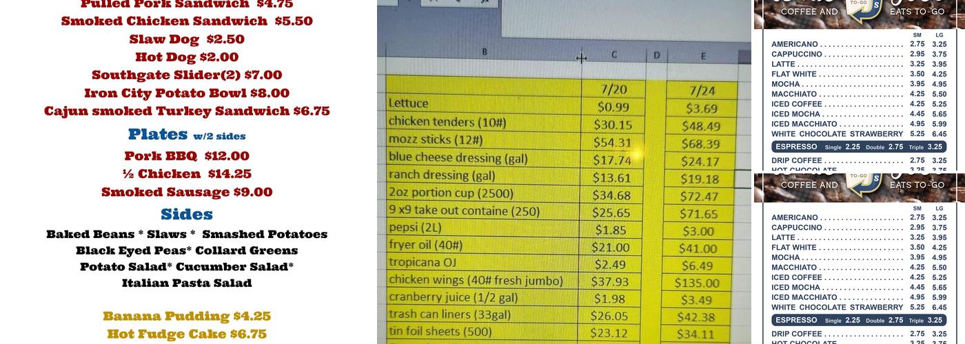 Dixie Joe's Menu