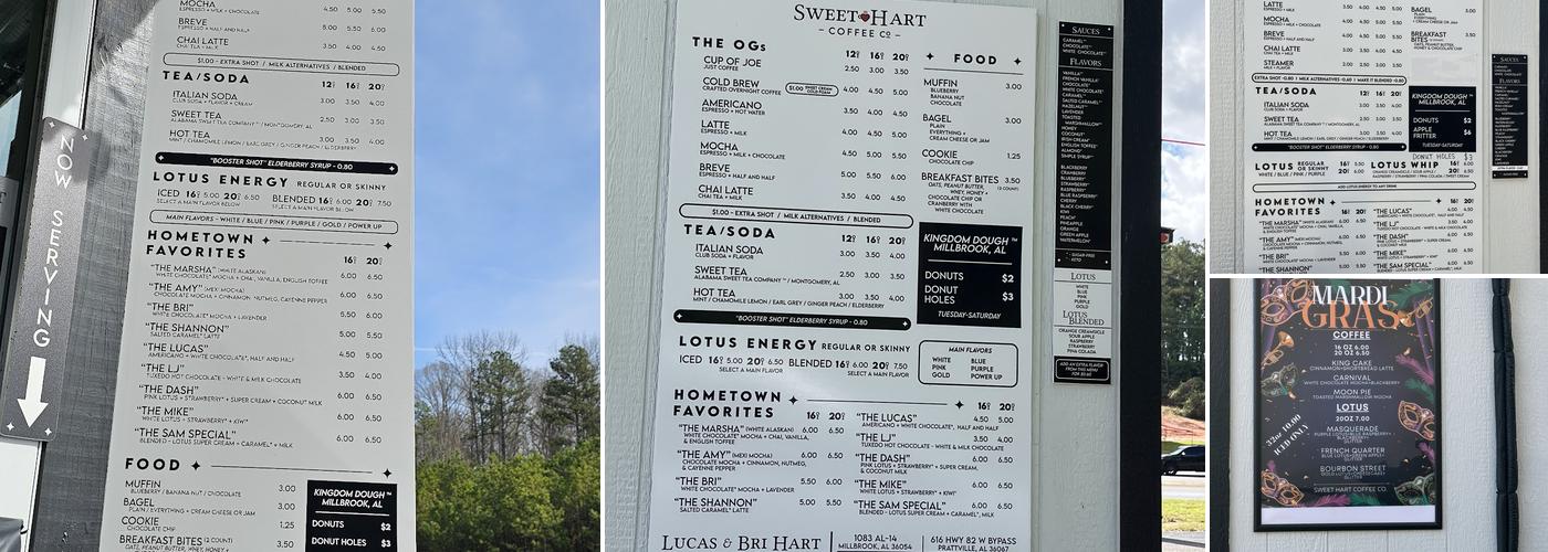 Sweet Hart Coffee Co. Menu
