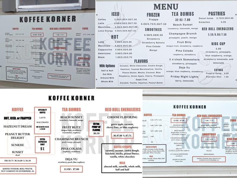Koffee Korner Menu