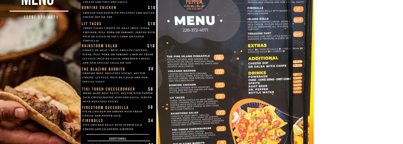 The Flaming Pepper Menu