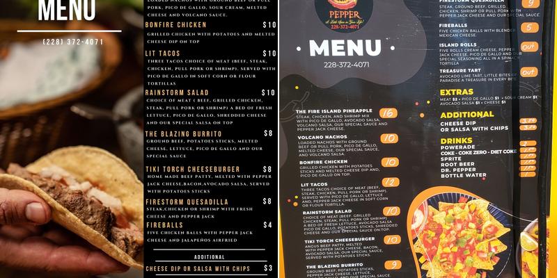 The Flaming Pepper Menu