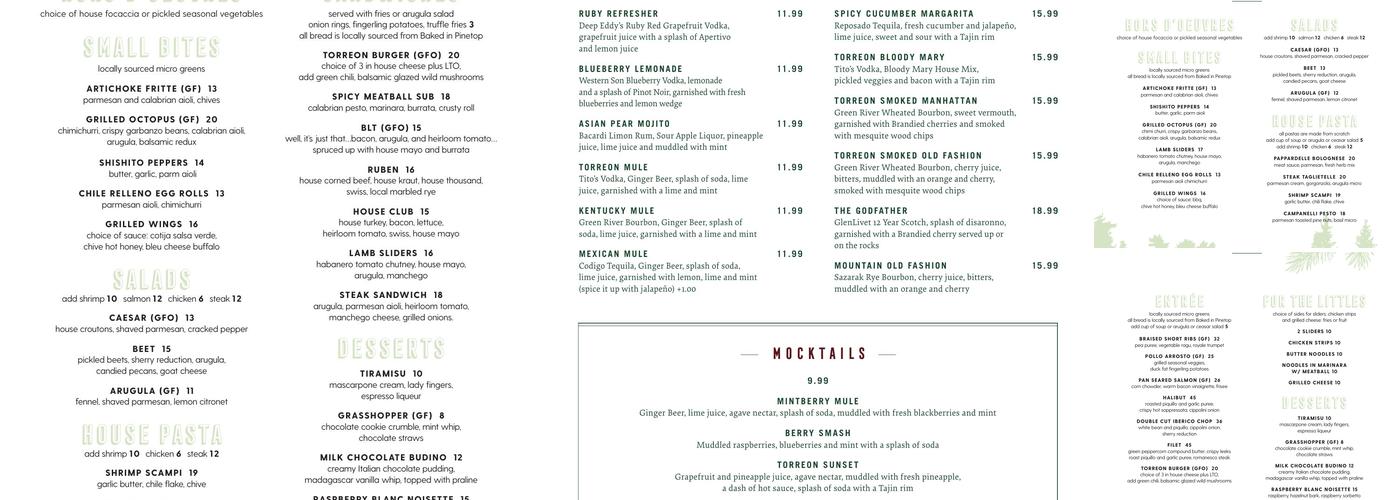 Torreon Grille Menu