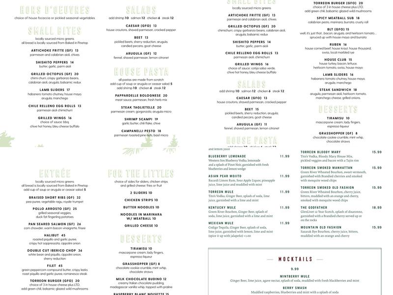 Torreon Grille Menu