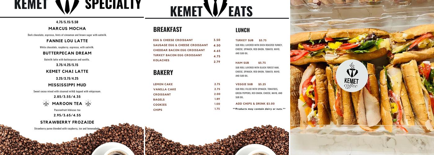 Kemet Coffee Menu