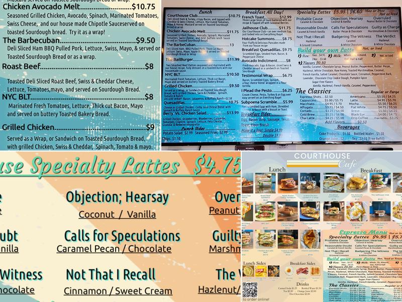 The Courthouse Cafe Menu