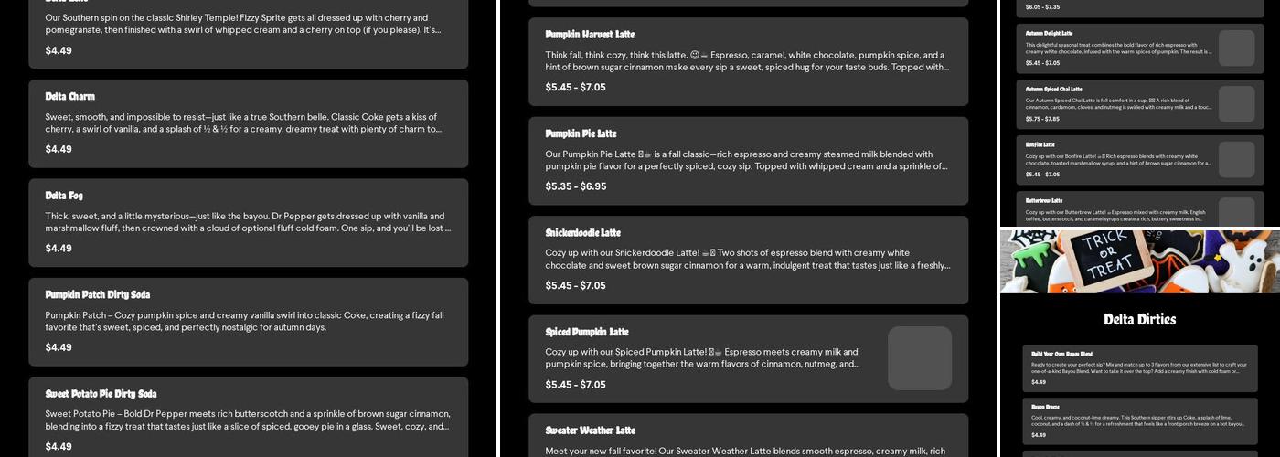 Delta Grounds Coffee Menu