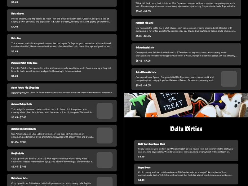 Delta Grounds Coffee Menu