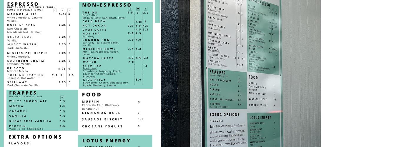 Rollin Beans Coffee Menu