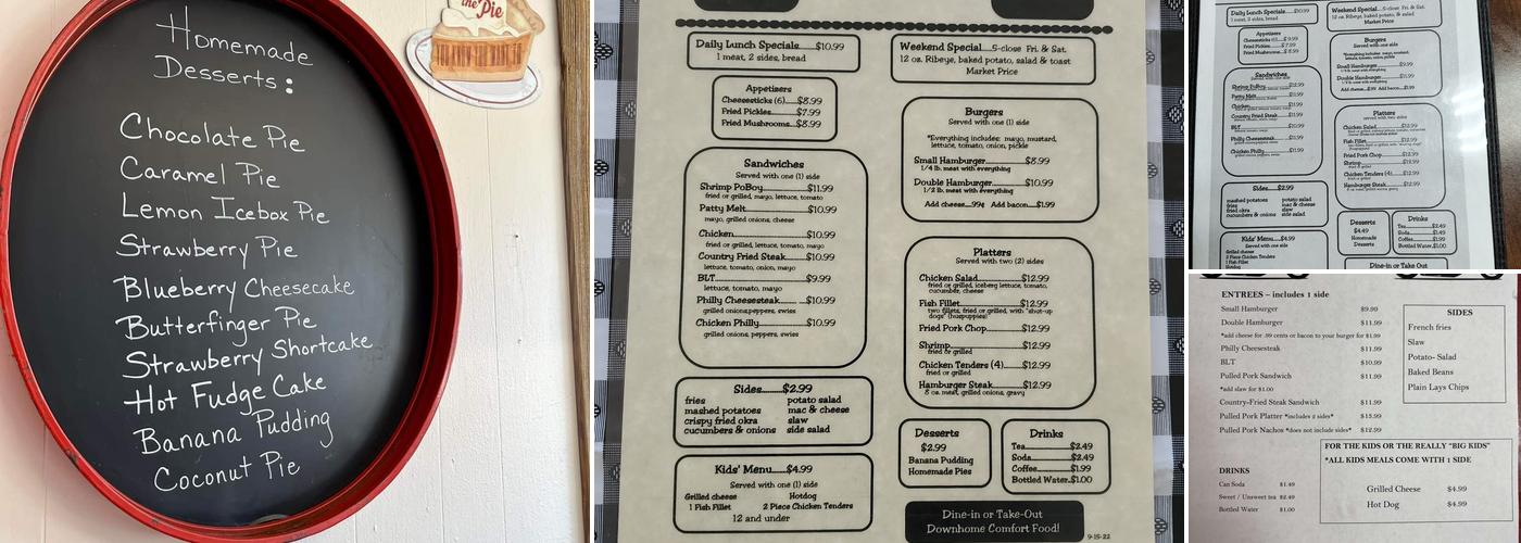 Sturgis Cafe Menu