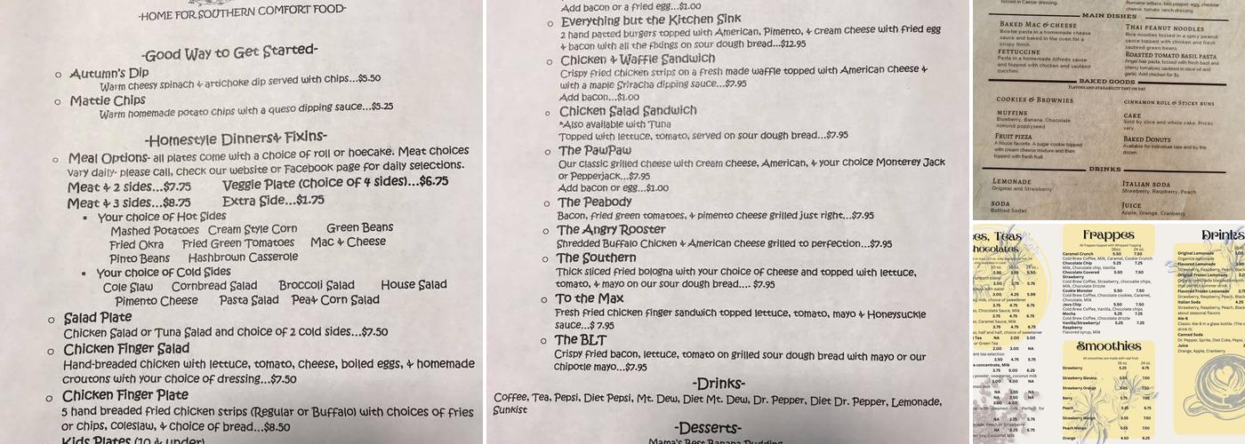 Honeysuckle Cafe Menu