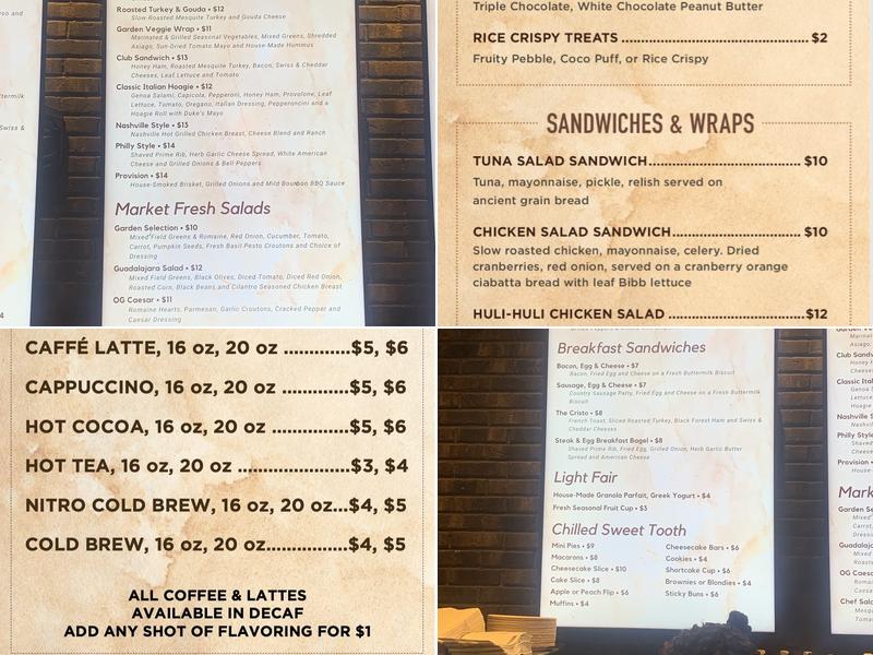 O' Dark Thirty Menu