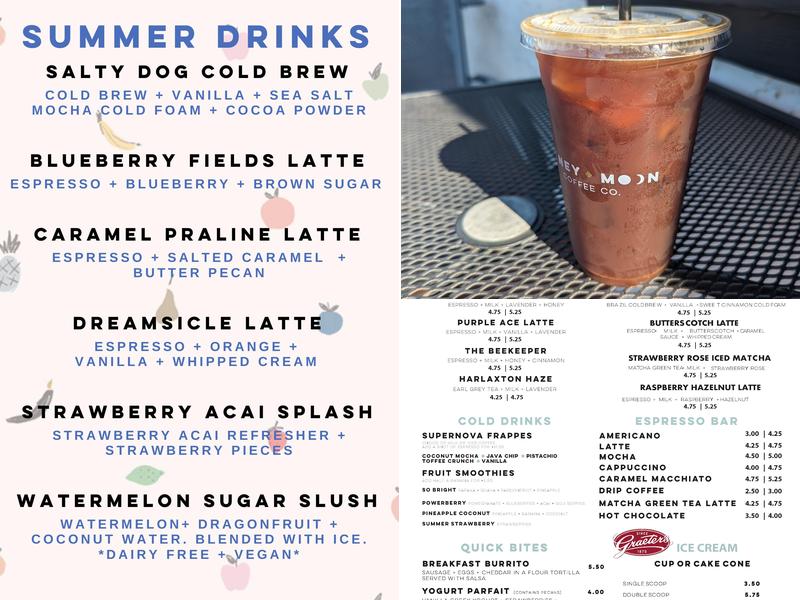 Honey Moon Coffee Newburgh Menu