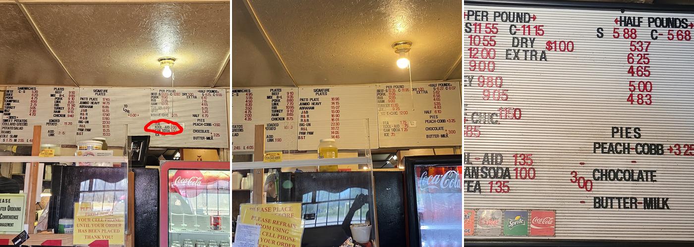 Wright's BBQ Menu